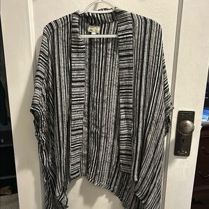 Black and White Striped Kimono Cardigan